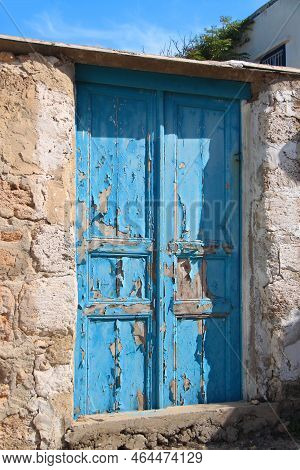 A Rustic Blue Door In The Lebanese Town Of Anfeh.
