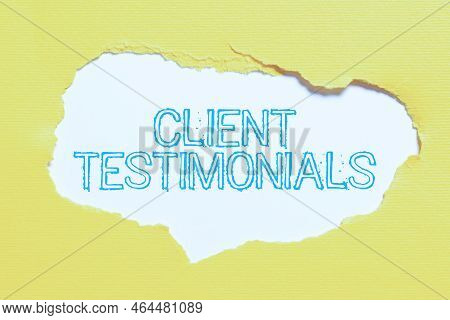 Hand Writing Sign Client Testimonials. Business Idea Various Engineered Databases Softwares Applicat