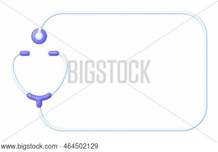 Stethoscope In 3d Style. 3d With Stethoscope For Medical Design. Emergency Symbol. Medical Concept. 