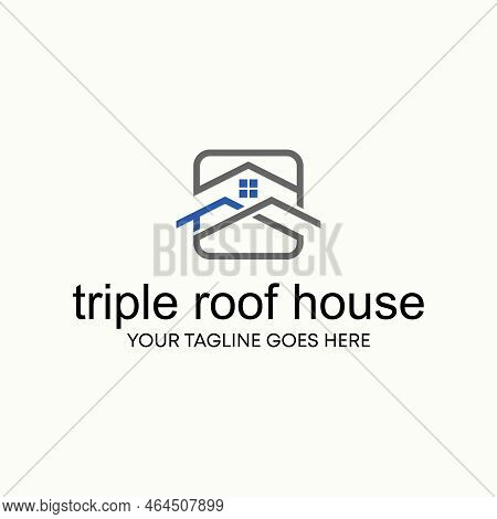 Simple And Unique Shape Line Three Or Triple Roof House Homes Image Graphic Icon Logo Design Abstrac