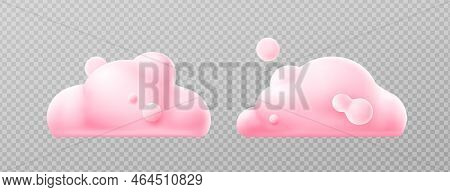 3d Render Pink Clouds, Fluffy Spindrift Or Cumulus Eddies. Flying Weather And Nature Design Elements