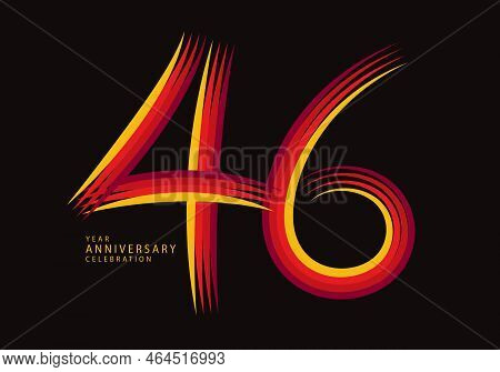46 Years Anniversary Celebration Logotype Red Line Vector, 46th Birthday Logo, 46 Number Design, Ban