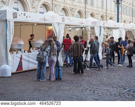 People At Cioccolato Chocolate Fair In Turin