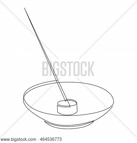 Continuous Line Drawing Of Scented Spa Stick On Holder. Incense Sticks. Cosmetic Procedure, Yoga And