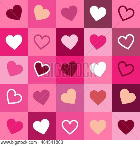 Many Heart Pattern, Pink Multi Shade Square Shape