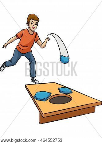 This Cartoon Clipart Shows A Cornhole Illustration.