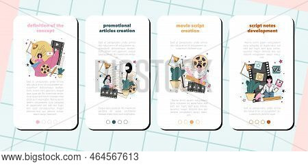 Screenwriter Mobile Application Banner Set. Playwright Create