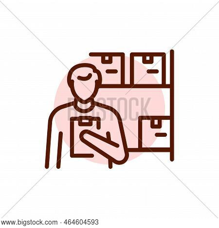 Stocktaking Olor Line Icon. Pictogram For Web Page