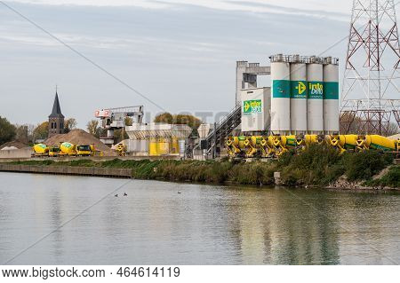 Zemst, Flemish Brabant Region, Belgium, 10 30 2022 - The Inter Beton Cement Group With Industrial Ac