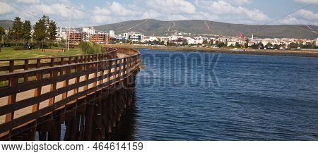 Istanbul Turkey Tuzla Kamil Abdus Lake And Its Surrounding Residential Area, Green Areas And Wooden 