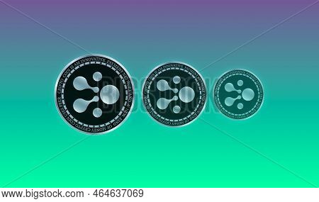 Image Of Aelf-elf Virtual Currency On A Digital Background. 3d Illustration.