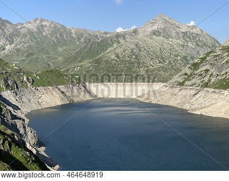 Artificial Reservoir Lake Lago Di Lucendro Or Accumulation Lake Lucendro In The Swiss Alpine Area Of