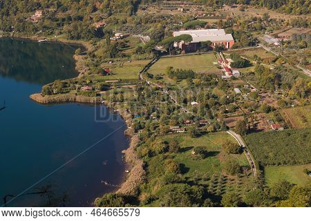 Panoramic View Of The Lake Of Nemi. A Nice Little Town In The Metropolitan City Of Rome, On The Hill