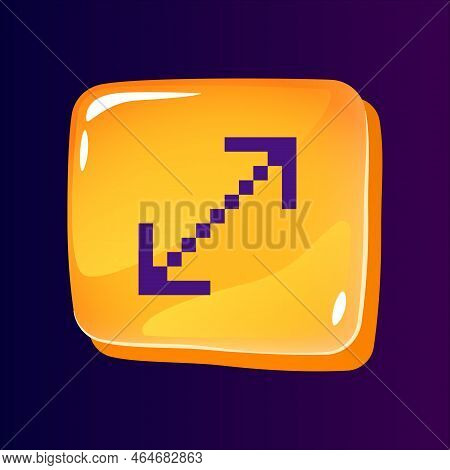 Enlarge Glossy Ui Button With Pixelated Color Icon. Size Changing Function. Website Control. Editabl