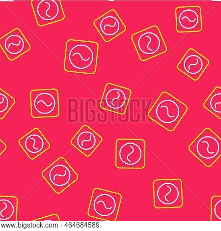 Line Ac Voltage Source Symbol Icon Isolated Seamless Pattern On Red Background. Alternating Current 