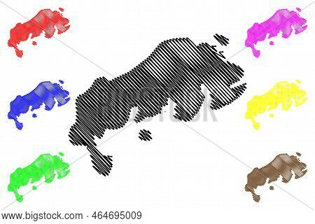 Pate Island (republic Of Kenya, Indian Ocean, Lamu Archipelago) Map Vector Illustration, Scribble Sk