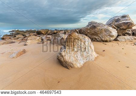 Rocks Polished By Waves Of Atlantic Ocean.