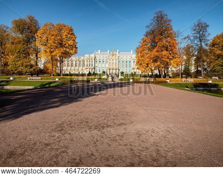 Saint Peterburg, Russia - 09.30.2021: Catherine Park (tsarskoye Selo). Catherine Palace.