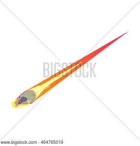 Falling Asteroid. Vector Illustration Of Space Meteoroid With Light Effects. Cartoon Burning Comet I