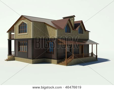 House 3D på en hvid baggrund.