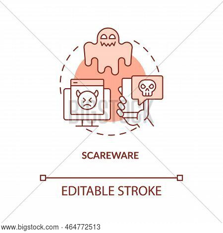 Scareware Attack Terracotta Concept Icon. Deception Software. Malware Method Abstract Idea Thin Line