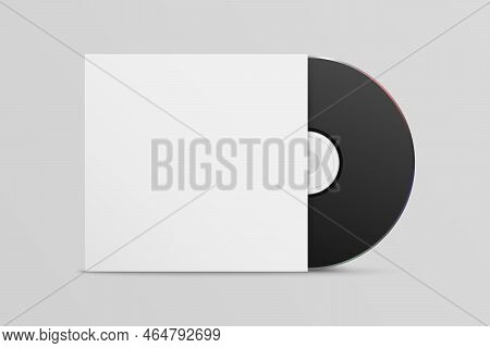 Vector 3d Realistic Black Cd, Dvd With Paper Cover, Envelope, Case Isolated. Cd Box, Packaging Desig
