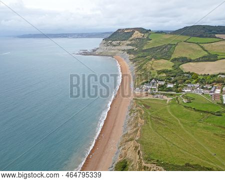 Aerial View Of The Cliffs Above Eype In Dorset, England