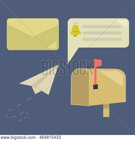 Set Of Vector Illustration Of Mail Icons. Vector Illustration For Cards, Posters, Flyers, Webs.