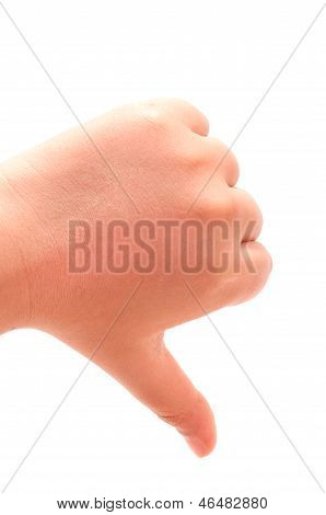 Ребенок пальца вниз знак