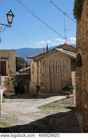 Italy, Umbria, Perugia: Glimpse Of The Ancient Village Of Montefalco.