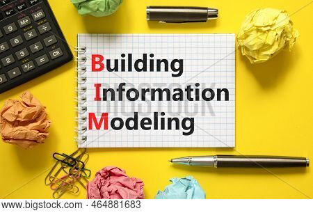 Bim Building Information Modeling Symbol. Concept Words Bim Building Information Modeling On White N