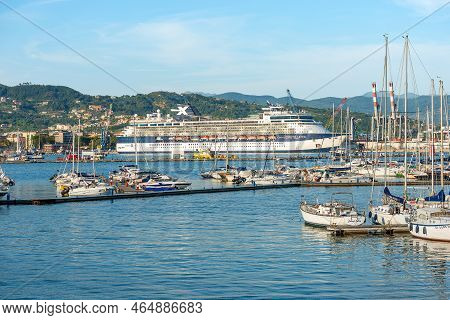 La Spezia, Italy - July 28, 2022: International Port Of La Spezia With A Large Cruise Ship (celebrit
