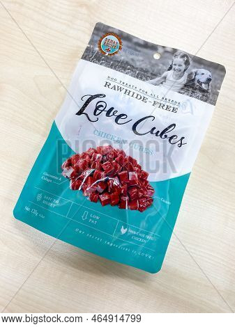 Bangkok Thailand - 4 Nov 2022: Love Cuber Dog Food Chicken Flavored On The Table