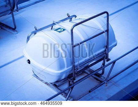 Big Water Tank On Roof Top Or Boat Deck