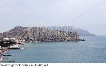 Cape Alchak-kaya, Sudak, Crimea. Picturesque Place In Sudak, Mountains And Sea.