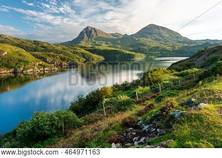 Distinctive Modern Curved,winding Concrete Box Girder Bridge,crossing The Loch A\' Chàirn Bhàin In S