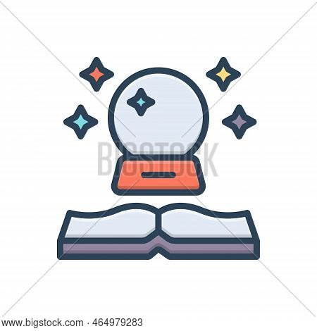 Color Illustration Icon For Mystery Secret Enigma Arcanum Conundrum Crystal-ball Prediction