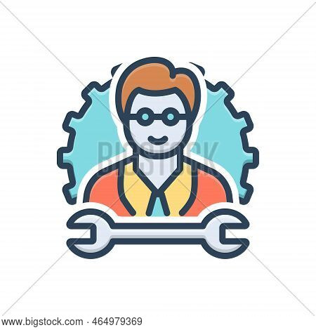 Color Illustration Icon For Occupation Trade Profession Employment Job Engineer Job Config Wrench Se