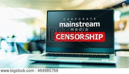 A Computer Displaying The Watchword: Mainstream Media Censorship