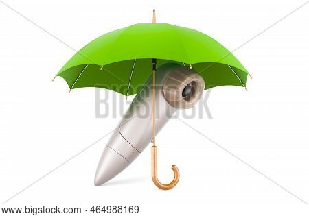 Clitoral Pump Under Umbrella, 3d Rendering Isolated On White Background