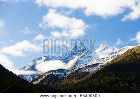 近 Filisur，广州 Graubunden，瑞士的阿尔卑斯山景观