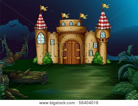 Ilustração de um castelo na floresta