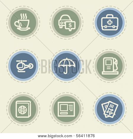 Travel web icon set 4, vintage buttons