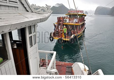 Tourist Junks In Halong Bay, Vietnam