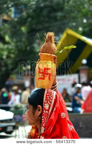 Celebração do Festival Dasain, no Nepal