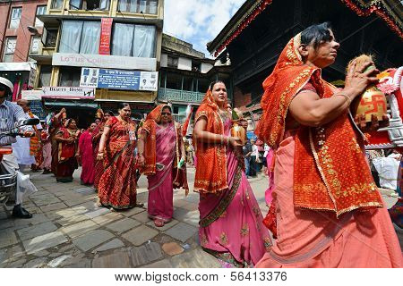 Celebração do Festival Dasain, no Nepal