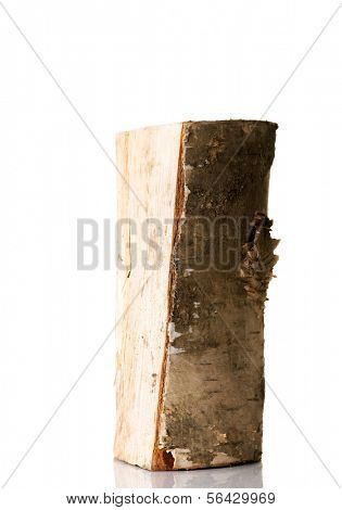 One separated piece of wood. Isolated on white.