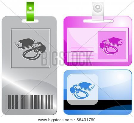 Blood pressure. Id cards. Raster illustration.
