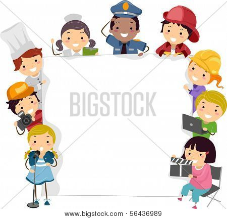Illustration of Children Wearing the Costumes of the Professionals They Want to Become in the Future