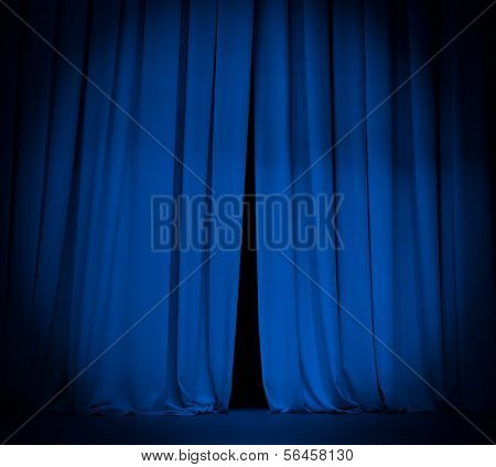 theater stage blue curtain with spotlight background